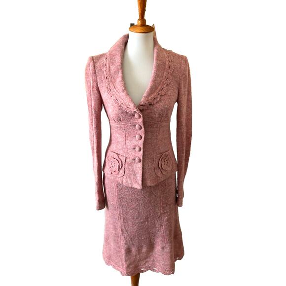 Vintage Y2K Nanette Lepore Knit Suit, Never Worn Sz. Small, Dusty Pink - Picture 1 of 12